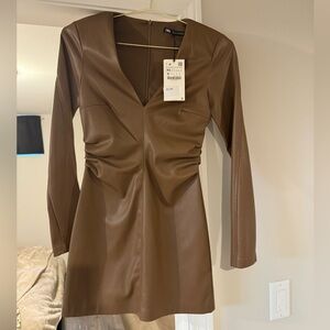 Faux Leather Zara mini dress, XS, NWT